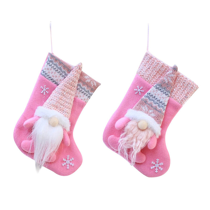 Χριστουγεννιάτικη κάλτσα απρόσωπη κούκλα Gnome Ροζ κάλτσες Άγιος Βασίλης Υφασμάτινη τσάντα δώρου Χριστουγεννιάτικο στολίδι Κρεμαστό πάρτι προμήθειες