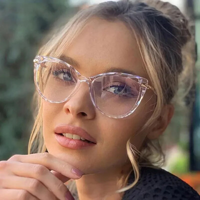 Noi ochelari sexi de ochi de pisică pentru femei Ochelari de ochi transparenti cu lumină albastră, de designer de marcă, ochelari de vedere vintage clari, cadru optic