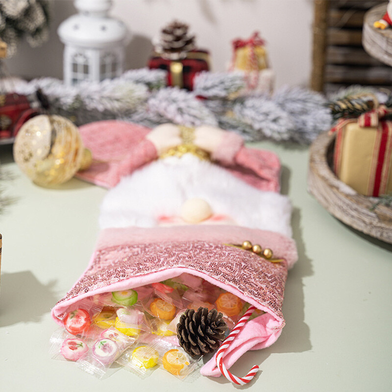 Χριστουγεννιάτικη διακόσμηση Κάλτσες Ροζ γκλίτερ Χριστουγεννιάτικες κάλτσες Παιδικές καραμέλες Τσάντα δώρου Χριστουγεννιάτικο Μακρύ πάρτι με κάλτσες Δώρο Πρωτοχρονιάτικο Φεστιβάλ