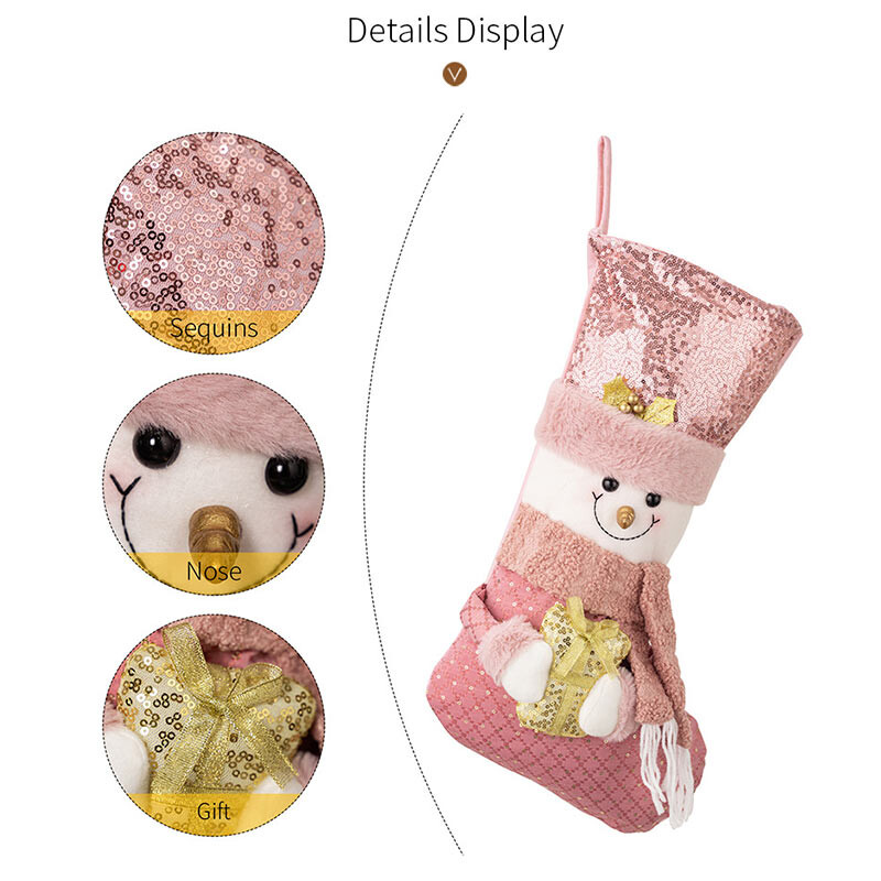 Χριστουγεννιάτικη διακόσμηση Κάλτσες Ροζ γκλίτερ Χριστουγεννιάτικες κάλτσες Παιδικές καραμέλες Τσάντα δώρου Χριστουγεννιάτικο Μακρύ πάρτι με κάλτσες Δώρο Πρωτοχρονιάτικο Φεστιβάλ