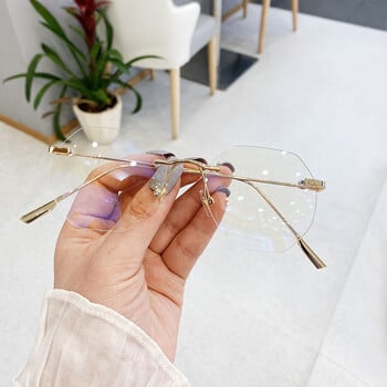 ΝΕΑ Clear Blue Light Blocking Rimless Glasses Clear Myopia Frameless Glasses για Άνδρες Γυναικείες Σκελετοί οπτικών γυαλιών 2024 Очки