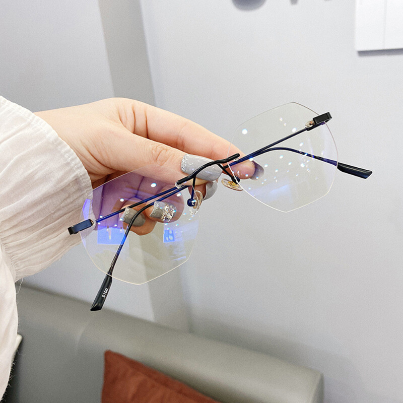 ΝΕΑ Clear Blue Light Blocking Rimless Glasses Clear Myopia Frameless Glasses για Άνδρες Γυναικείες Σκελετοί οπτικών γυαλιών 2024 Очки