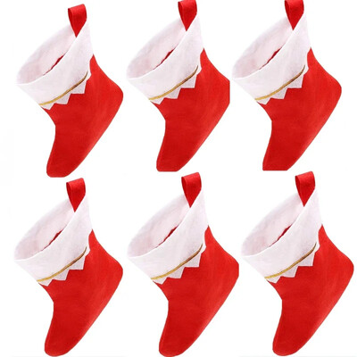 Χριστουγεννιάτικες κάλτσες 2024 6 τεμ. Τσάντα δώρου Λευκή Πνομ Πενχ Πράσινη χρυσή κλωστή Χριστουγεννιάτικες κάλτσες Μη υφαντές επίπεδες κάλτσες Διακόσμηση