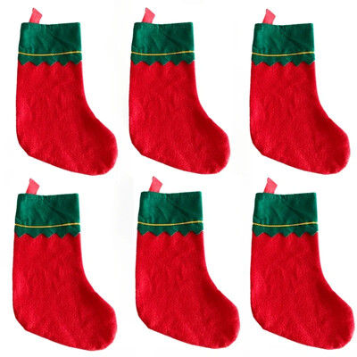 Χριστουγεννιάτικες κάλτσες 2024 6 τεμ. Τσάντα δώρου Λευκή Πνομ Πενχ Πράσινη χρυσή κλωστή Χριστουγεννιάτικες κάλτσες Μη υφαντές επίπεδες κάλτσες Διακόσμηση
