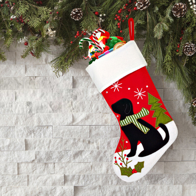Ciorapi de Crăciun de desene animate, pisică, câine, șosete, geantă de cadouri, geantă de bomboane pentru decorarea copacului