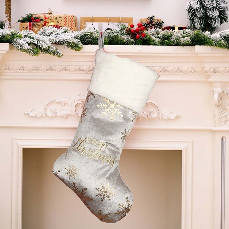 Išsiuvinėtas asmeninis kalėdinis kojinės didelės talpos raudonos/žalios kalėdinės kojinės su snaigės raštu Kalėdų dovanų maišelis Navidad