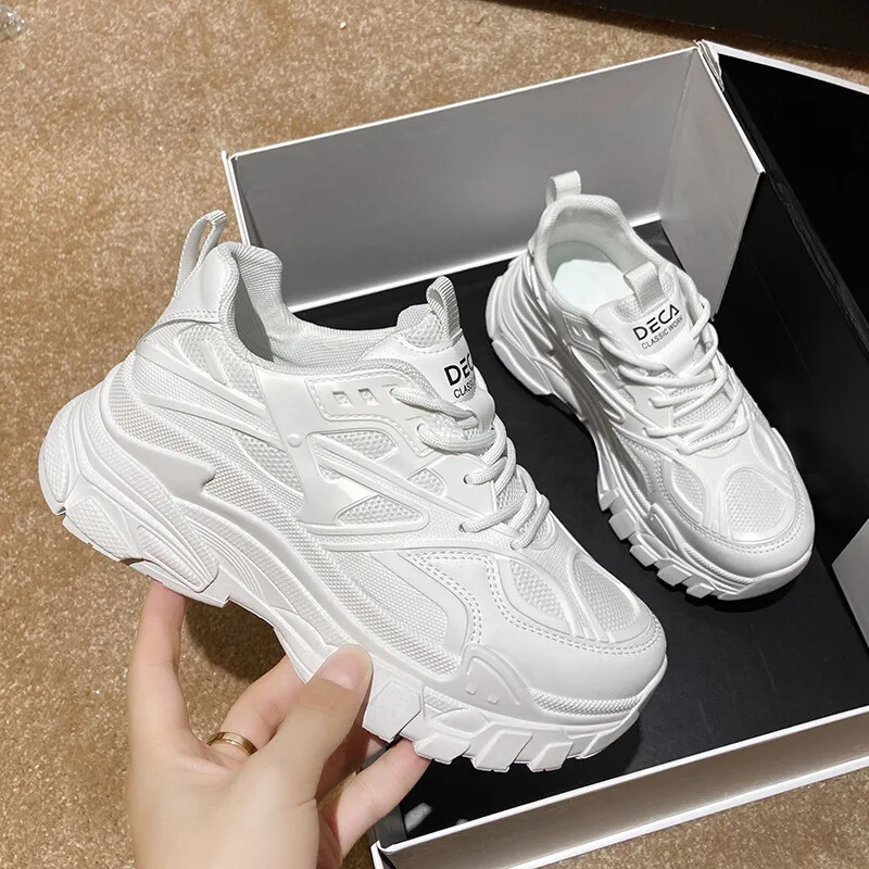 Γυναικεία παπούτσια με χοντρό κάτω μέρος Χοντρό πάνινα παπούτσια μόδας Casual λευκά γυναικεία παπούτσια Trainer πλατφόρμα Γυναικεία αθλητικά παπούτσια Zapatillas Mujer