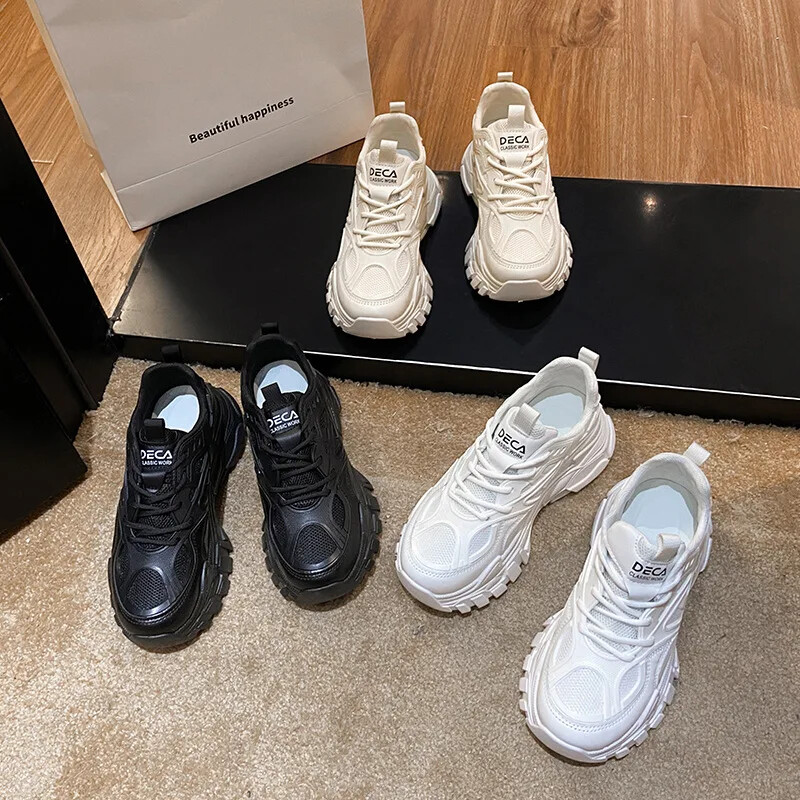 Γυναικεία παπούτσια με χοντρό κάτω μέρος Χοντρό πάνινα παπούτσια μόδας Casual λευκά γυναικεία παπούτσια Trainer πλατφόρμα Γυναικεία αθλητικά παπούτσια Zapatillas Mujer