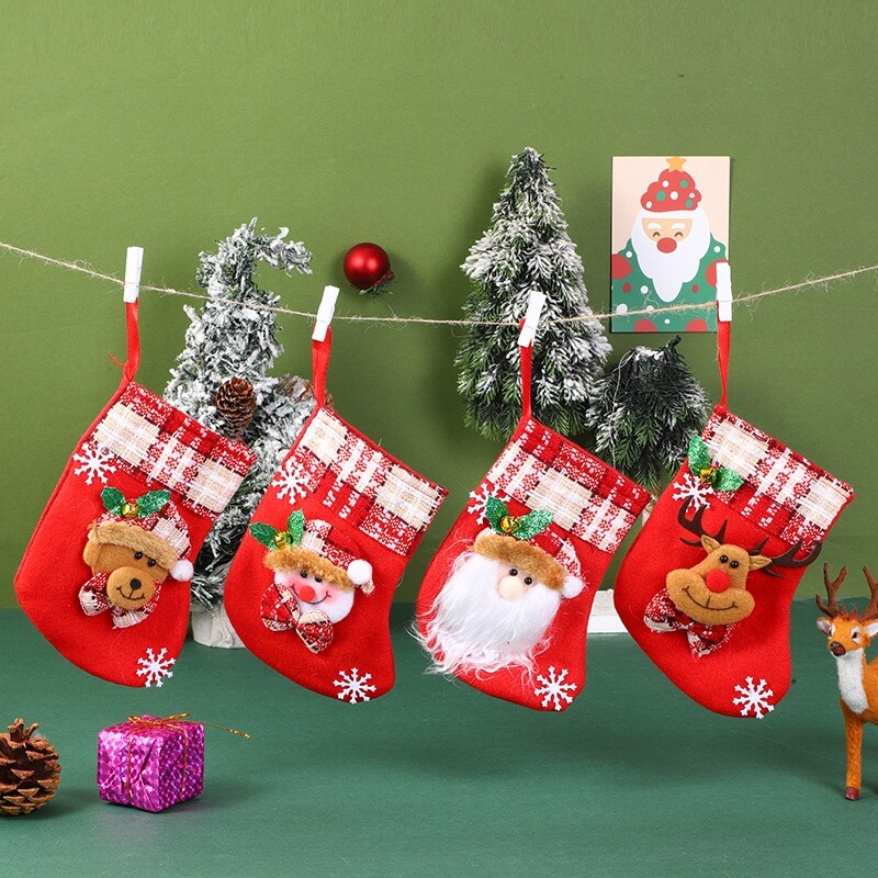 Χριστουγεννιάτικη τσάντα αποθήκευσης κάλτσες Χριστουγεννιάτικη διακόσμηση 2025 Τσάντα καραμέλα Συσκευασία τσάντα προμήθειες Γεμίσματα κάλτσες Χριστουγεννιάτικες τσάντες 5/10 τμχ