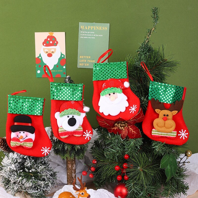 Χριστουγεννιάτικη τσάντα αποθήκευσης κάλτσες Χριστουγεννιάτικη διακόσμηση 2025 Τσάντα καραμέλα Συσκευασία τσάντα προμήθειες Γεμίσματα κάλτσες Χριστουγεννιάτικες τσάντες 5/10 τμχ