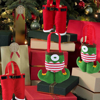 Χριστουγεννιάτικο μη υφαντό παντελόνι Elf Portable Candy Bag Marry Christmas Decoration for Home 2024 Navidad Natal Noel Happy New Year 2025