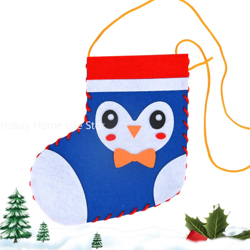 Bērnu DIY Ziemassvētku zeķu materiālu komplekts Puzles spēle Roku darbs Rotaļlieta Agrīnās izglītības izglītojoša rotaļlieta bērniem Amatniecības dāvana Ziemassvētku dekors