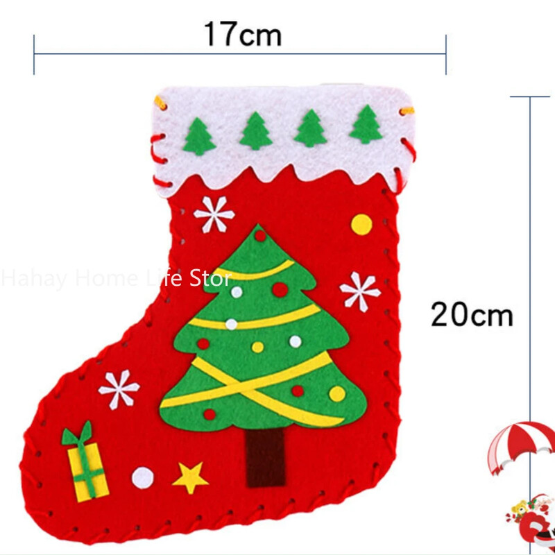 Bērnu DIY Ziemassvētku zeķu materiālu komplekts Puzles spēle Roku darbs Rotaļlieta Agrīnās izglītības izglītojoša rotaļlieta bērniem Amatniecības dāvana Ziemassvētku dekors