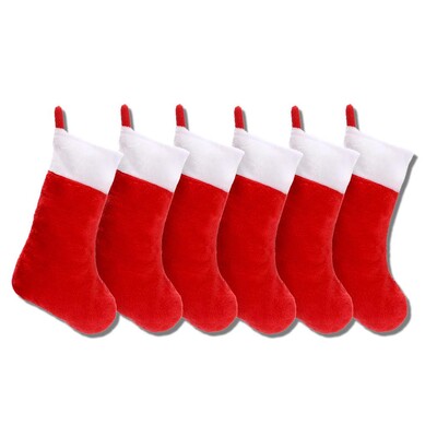 6gab Ziemassvētku zeķes Izsmalcinātas plīša piekarināmas zeķes Kamīna rotājums Ziemassvētku eglītes dekors Liela ietilpība brīvdienām