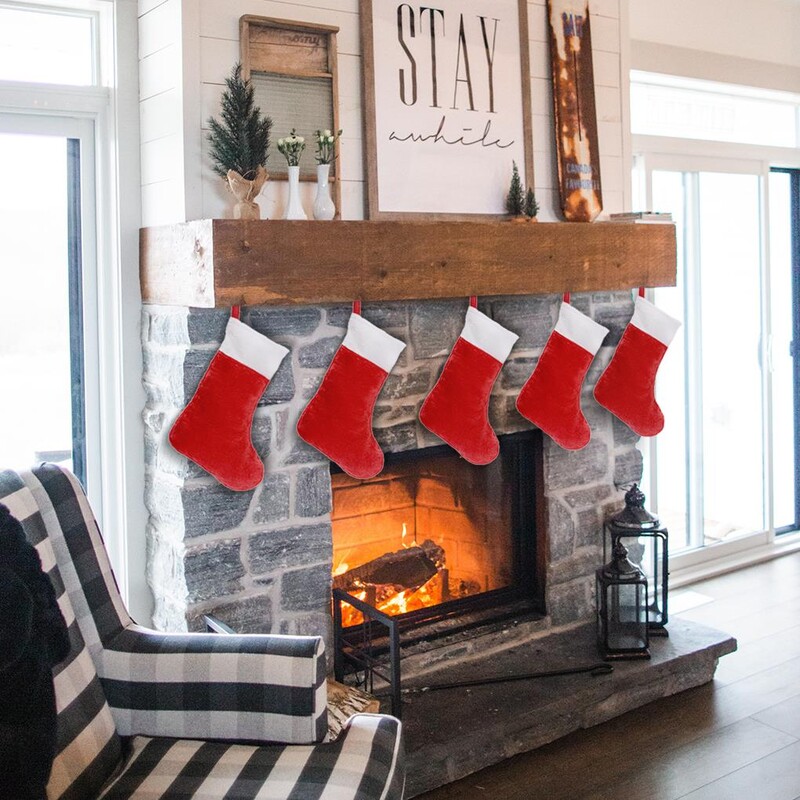 6gab Ziemassvētku zeķes Izsmalcinātas plīša piekarināmas zeķes Kamīna rotājums Ziemassvētku eglītes dekors Liela ietilpība brīvdienām