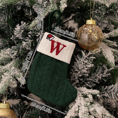 Χριστουγεννιάτικες κάλτσες 2024 Πράσινες χριστουγεννιάτικες κάλτσες πλέξιμο γράμμα νιφάδα χιονιού κάλτσες χριστουγεννιάτικο στολίδι Δώρο Δημιουργικό αλφάβητο Κάλτσες