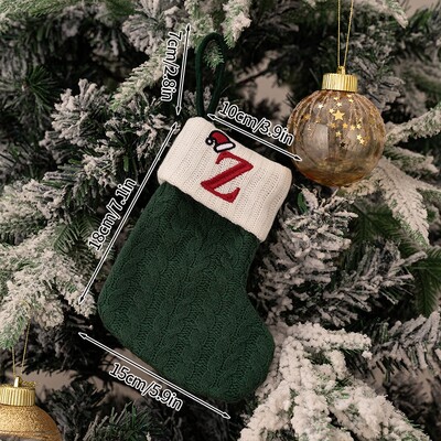 Χριστουγεννιάτικες κάλτσες 2024 Πράσινες χριστουγεννιάτικες κάλτσες πλέξιμο γράμμα νιφάδα χιονιού κάλτσες χριστουγεννιάτικο στολίδι Δώρο Δημιουργικό αλφάβητο Κάλτσες