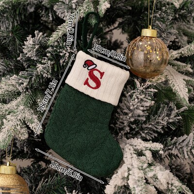 Χριστουγεννιάτικες κάλτσες 2024 Πράσινες χριστουγεννιάτικες κάλτσες πλέξιμο γράμμα νιφάδα χιονιού κάλτσες χριστουγεννιάτικο στολίδι Δώρο Δημιουργικό αλφάβητο Κάλτσες