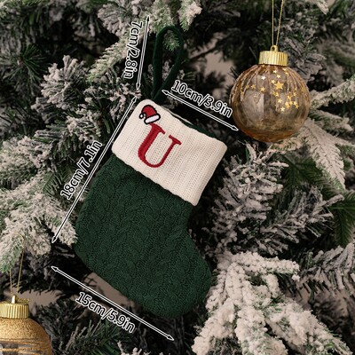 Χριστουγεννιάτικες κάλτσες 2024 Πράσινες χριστουγεννιάτικες κάλτσες πλέξιμο γράμμα νιφάδα χιονιού κάλτσες χριστουγεννιάτικο στολίδι Δώρο Δημιουργικό αλφάβητο Κάλτσες