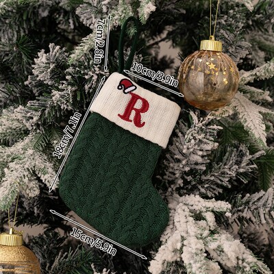 Χριστουγεννιάτικες κάλτσες 2024 Πράσινες χριστουγεννιάτικες κάλτσες πλέξιμο γράμμα νιφάδα χιονιού κάλτσες χριστουγεννιάτικο στολίδι Δώρο Δημιουργικό αλφάβητο Κάλτσες