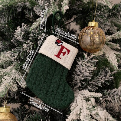 Χριστουγεννιάτικες κάλτσες 2024 Πράσινες χριστουγεννιάτικες κάλτσες πλέξιμο γράμμα νιφάδα χιονιού κάλτσες χριστουγεννιάτικο στολίδι Δώρο Δημιουργικό αλφάβητο Κάλτσες