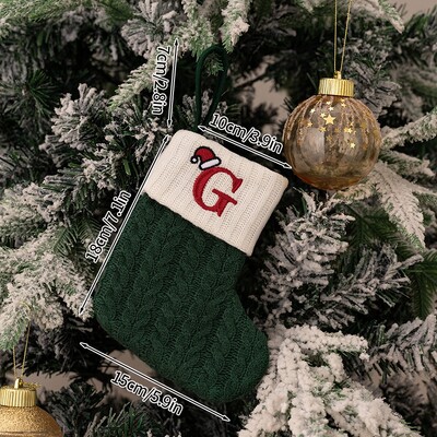 Χριστουγεννιάτικες κάλτσες 2024 Πράσινες χριστουγεννιάτικες κάλτσες πλέξιμο γράμμα νιφάδα χιονιού κάλτσες χριστουγεννιάτικο στολίδι Δώρο Δημιουργικό αλφάβητο Κάλτσες