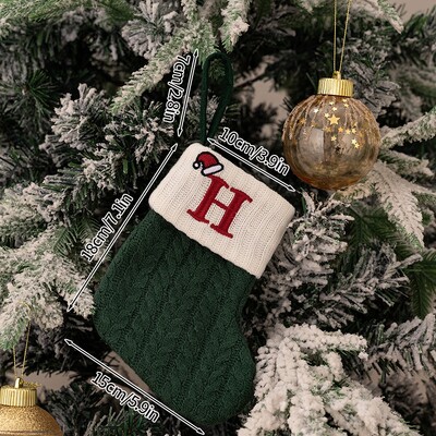 Χριστουγεννιάτικες κάλτσες 2024 Πράσινες χριστουγεννιάτικες κάλτσες πλέξιμο γράμμα νιφάδα χιονιού κάλτσες χριστουγεννιάτικο στολίδι Δώρο Δημιουργικό αλφάβητο Κάλτσες