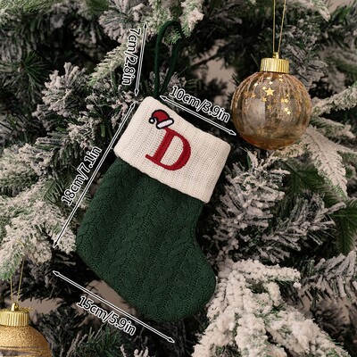 Χριστουγεννιάτικες κάλτσες 2024 Πράσινες χριστουγεννιάτικες κάλτσες πλέξιμο γράμμα νιφάδα χιονιού κάλτσες χριστουγεννιάτικο στολίδι Δώρο Δημιουργικό αλφάβητο Κάλτσες