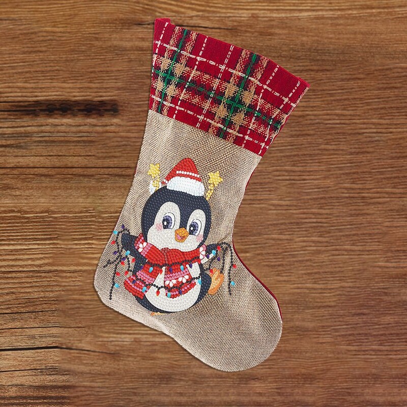 Ziemassvētku Zeķes Zeķes Dāvanas Konfekšu maisiņš Alnis Ziemassvētku eglītes Briežu apdruka Kabatas piekarināmais rotājums Jaungada Ziemassvētku rotājumi