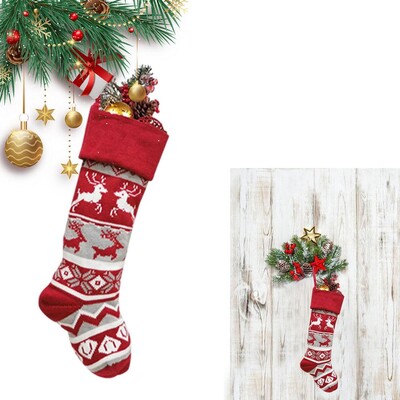 Μάλλινες χριστουγεννιάτικες κάλτσες Elk Snowflake Design Κάλτσες Στολίδια Φωτεινά χρώματα Πλεκτές κάλτσες Χριστουγεννιάτικα διακοσμητικά για