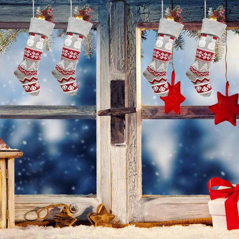 Μάλλινες χριστουγεννιάτικες κάλτσες Elk Snowflake Design Κάλτσες Στολίδια Φωτεινά χρώματα Πλεκτές κάλτσες Χριστουγεννιάτικα διακοσμητικά για