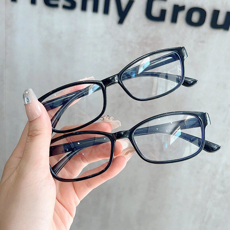 Retro skaitymo akiniai moterims, juodai mėlynai šviesą blokuojantys akiniai kvadratiniai rėmeliai optiniai akiniai Harajuku akiniai