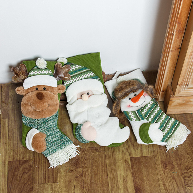 Naujos žalios kalėdinės kojinės kalėdinės dekoracijos kabantys papuošalai saldainiai kojinės dovanos kojinės Kalėdų senelis sniego senelis kalėdinės dovanos
