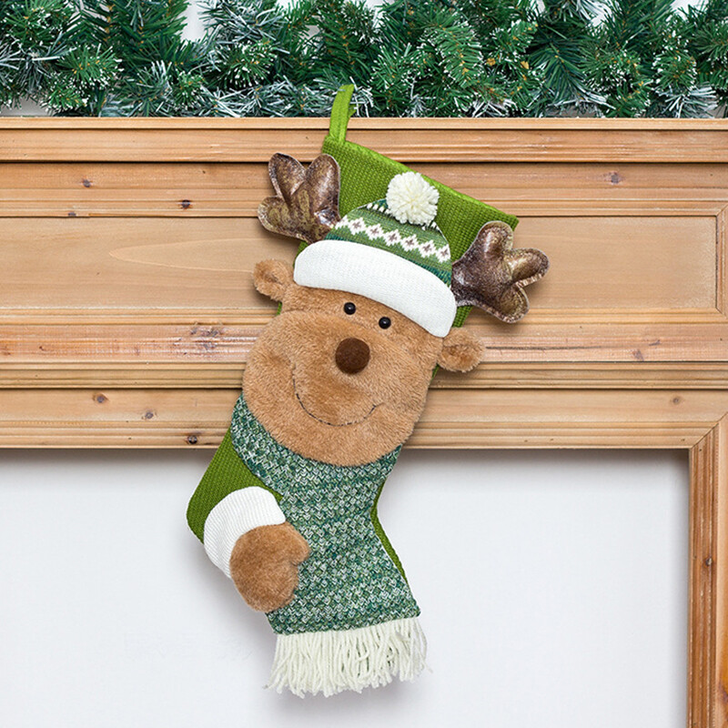 Naujos žalios kalėdinės kojinės kalėdinės dekoracijos kabantys papuošalai saldainiai kojinės dovanos kojinės Kalėdų senelis sniego senelis kalėdinės dovanos