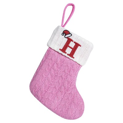 Rozā Ziemassvētku alfabēta adītas zeķes, sabiezinātas Kawaii izsmalcinātas konfekšu dāvanu maisiņi Lielas ietilpības festivāla burtu adīšanas zeķes