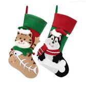 Μοναδικές χριστουγεννιάτικες κάλτσες με θέμα γάτες/σκύλους, ανθεκτικό κεντημένο στολίδι γιορτινή κάλτσα F1FB