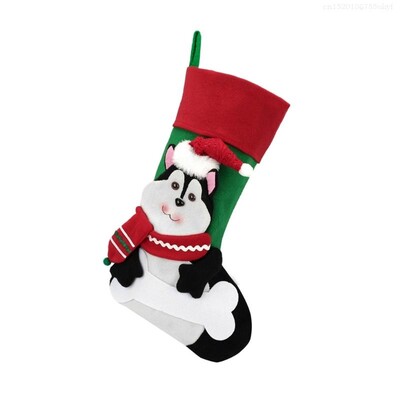 Μοναδικές χριστουγεννιάτικες κάλτσες με θέμα γάτες/σκύλους, ανθεκτικό κεντημένο στολίδι γιορτινή κάλτσα F1FB