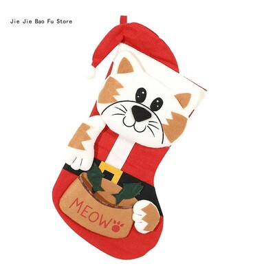E8BD Μαλακή και ανθεκτική χριστουγεννιάτικη κάλτσα Όμορφες γάτες Κέντημα Χριστουγεννιάτικη κάλτσα Άνετες γιορτινές κάλτσες διακόσμηση