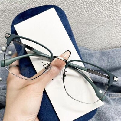 Nauji madingi anti-mėlyni akiniai moterims, vyriški, retro pusrėminiai plokščiapadžiai akiniai moteriški, itin lengvi anti-UV akiniai