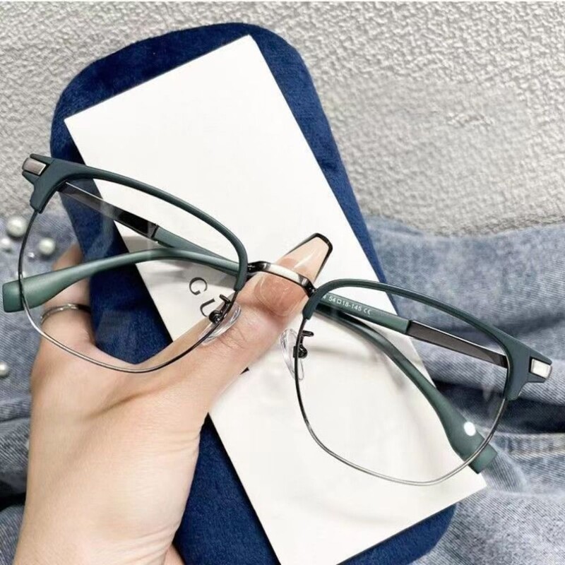 Nauji madingi anti-mėlyni akiniai moterims, vyriški, retro pusrėminiai plokščiapadžiai akiniai moteriški, itin lengvi anti-UV akiniai