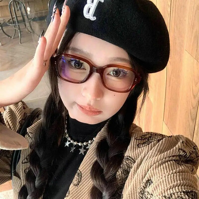 Retro kvadrātveida ovāls rāmis Pretzils Gaismas Brilles Sarkans Biezs Rāmis Vienkāršas Acis Brilles Korejiešu Mode Sieviešu Acu Aizsargbrilles