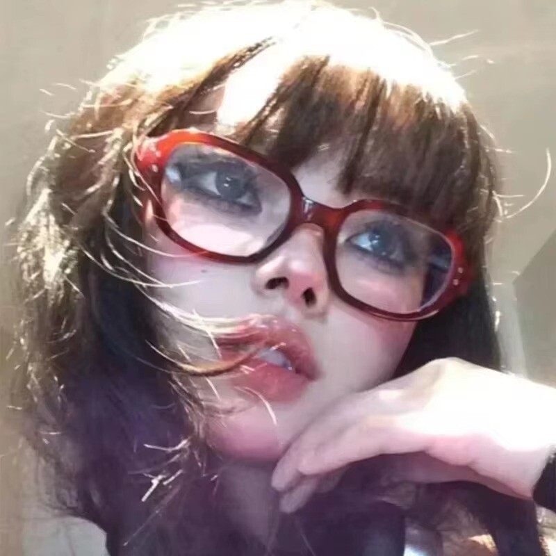 Retro ruudukujuline ovaalne raam Anti Sinine Light Prillid Punane Paks raam Tavalised silmad Prillid Korea mood Naiste silmade kaitse Prillid