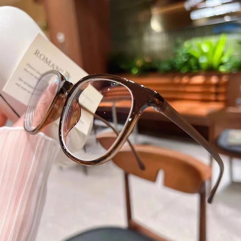 Vintage suur ovaalne ruudukujuline arvutitöö Pruunid prillid, raam, naised, mehed, sinised, heledad prillid, blokeerivad optilised prillid prillid