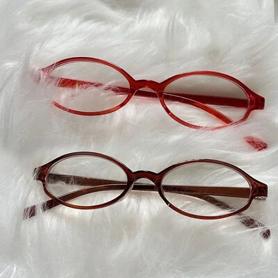 1/2TK Y2K Tüdrukute Retro-ovaalsed Prillid Punased Rohelised Raamis Klaasprillid Dekoratiivsed Anti-sinised Arvutiprillid Mere ääres Sõitmine