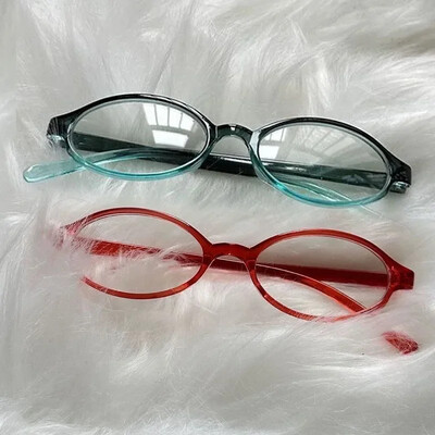 1/2TK Y2K Tüdrukute Retro-ovaalsed Prillid Punased Rohelised Raamis Klaasprillid Dekoratiivsed Anti-sinised Arvutiprillid Mere ääres Sõitmine