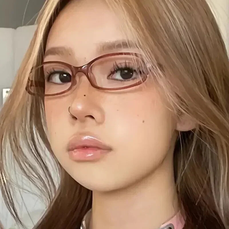 1/2TK Y2K Tüdrukute Retro-ovaalsed Prillid Punased Rohelised Raamis Klaasprillid Dekoratiivsed Anti-sinised Arvutiprillid Mere ääres Sõitmine