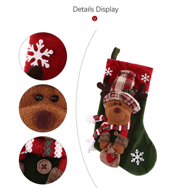 1 vnt. Nauji kalėdiniai saldainiai kalėdinių kojinių papuošalų dovanų maišelis Aukščiausios kokybės Kalėdų senelis Sniego senelis Briedžio kojinės Kalėdų dovanų krepšys Dekoratyvinis