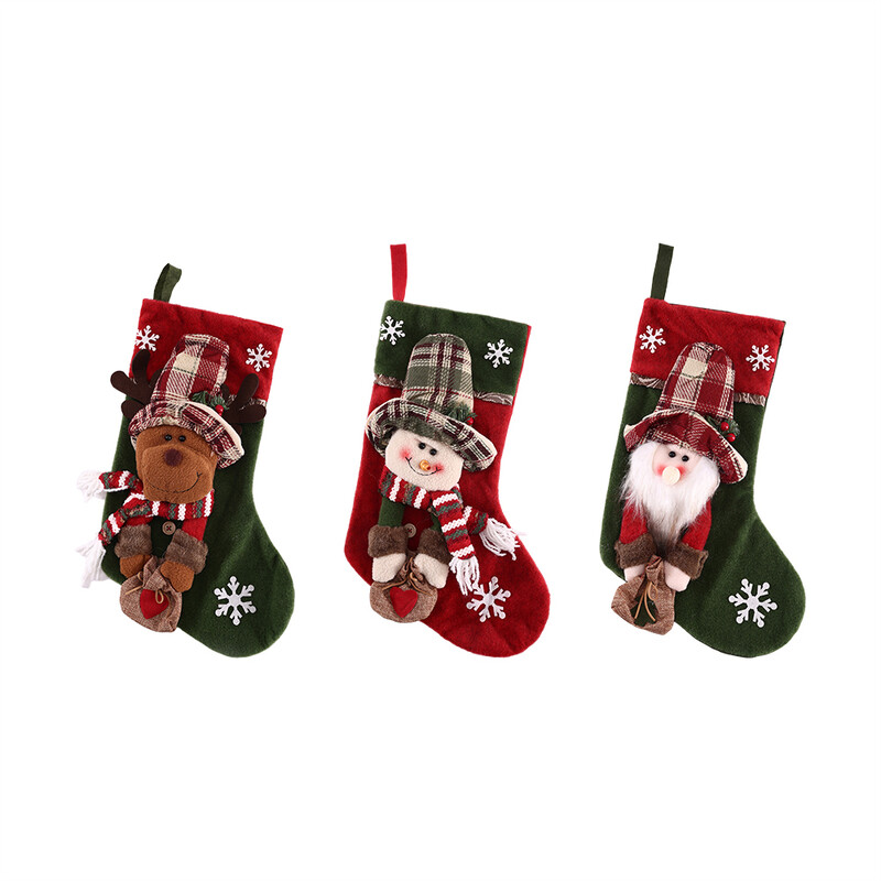 1 vnt. Nauji kalėdiniai saldainiai kalėdinių kojinių papuošalų dovanų maišelis Aukščiausios kokybės Kalėdų senelis Sniego senelis Briedžio kojinės Kalėdų dovanų krepšys Dekoratyvinis