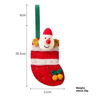 Διασυνοριακά χριστουγεννιάτικα διακοσμητικά τρισδιάστατα μάλλινα τσόχα κούκλα παππού Άγιος Βασίλης Παιδικές κάλτσες Κάλτσες καραμέλα Τσάντα δώρου