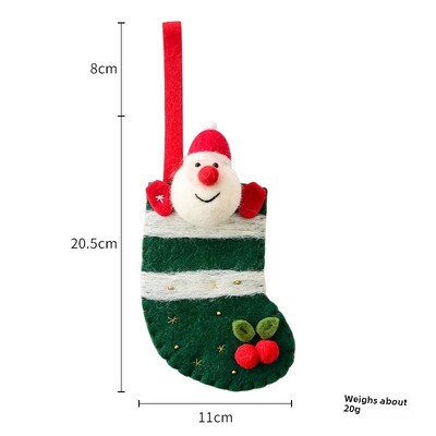 Διασυνοριακά χριστουγεννιάτικα διακοσμητικά τρισδιάστατα μάλλινα τσόχα κούκλα παππού Άγιος Βασίλης Παιδικές κάλτσες Κάλτσες καραμέλα Τσάντα δώρου